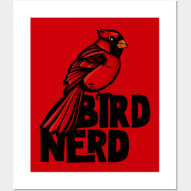 Bird Nerd Red Cardinal Wall Art by bubbsnugg